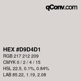 Color code: HEX #D9D4D1 | qconv.com