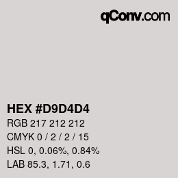 颜色代码: HEX #D9D4D4 | qconv.com