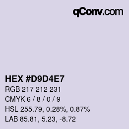 Color code: HEX #D9D4E7 | qconv.com
