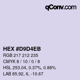 Color code: HEX #D9D4EB | qconv.com