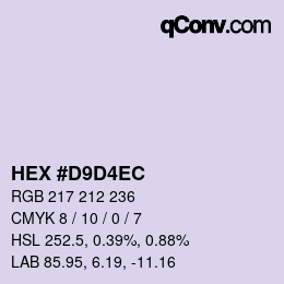 Color code: HEX #D9D4EC | qconv.com