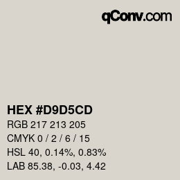 Color code: HEX #D9D5CD | qconv.com