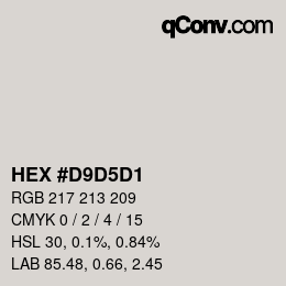 カラーコード: HEX #D9D5D1 | qconv.com