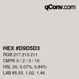 Color code: HEX #D9D5D3 | qconv.com