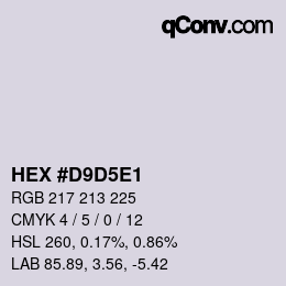 Color code: HEX #D9D5E1 | qconv.com