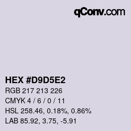 カラーコード: HEX #D9D5E2 | qconv.com