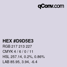 Farbcode: HEX #D9D5E3 | qconv.com