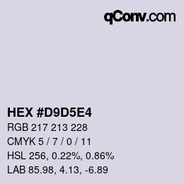 カラーコード: HEX #D9D5E4 | qconv.com