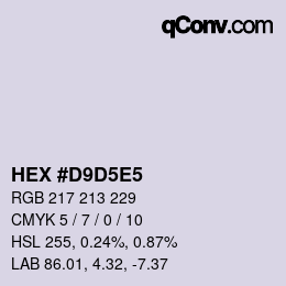 Farbcode: HEX #D9D5E5 | qconv.com