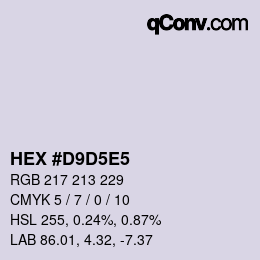 カラーコード: HEX #D9D5E5 | qconv.com
