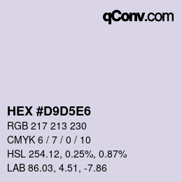 Farbcode: HEX #D9D5E6 | qconv.com