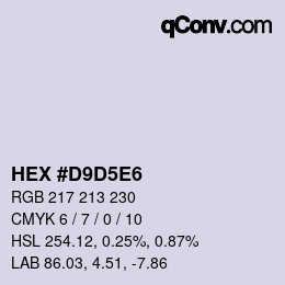 カラーコード: HEX #D9D5E6 | qconv.com
