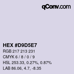 Farbcode: HEX #D9D5E7 | qconv.com