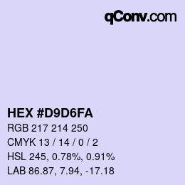 Color code: HEX #D9D6FA | qconv.com