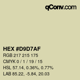 Color code: HEX #D9D7AF | qconv.com