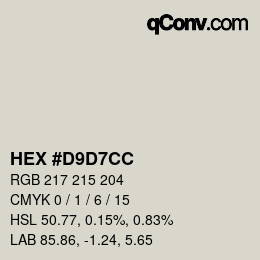 Color code: HEX #D9D7CC | qconv.com