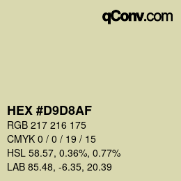 Color code: HEX #D9D8AF | qconv.com