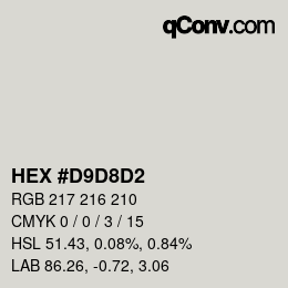 Color code: HEX #D9D8D2 | qconv.com