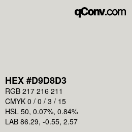 Color code: HEX #D9D8D3 | qconv.com