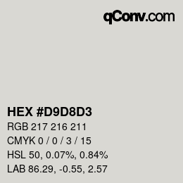 カラーコード: HEX #d9d8d3 | qconv.com