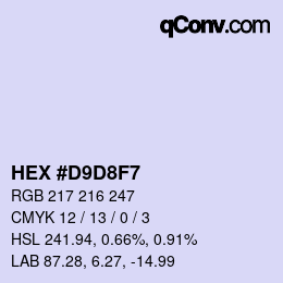 Color code: HEX #D9D8F7 | qconv.com