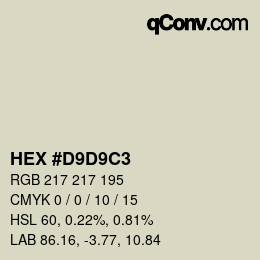 Color code: HEX #D9D9C3 | qconv.com