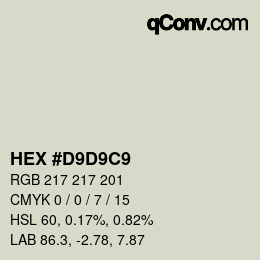 Farbcode: HEX #D9D9C9 | qconv.com