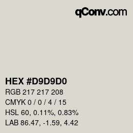 カラーコード: HEX #D9D9D0 | qconv.com