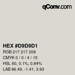 Color code: HEX #D9D9D1 | qconv.com