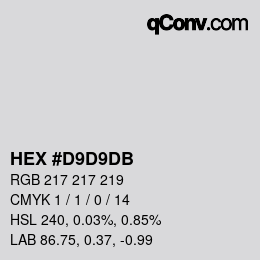 Color code: HEX #D9D9DB | qconv.com