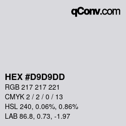 Color code: HEX #D9D9DD | qconv.com