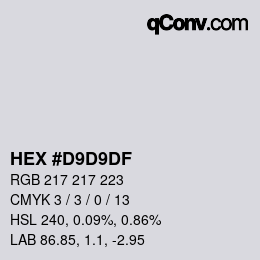 Color code: HEX #D9D9DF | qconv.com