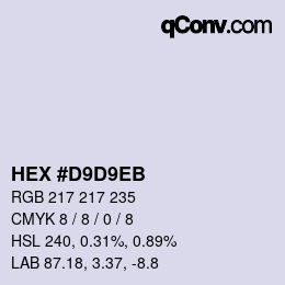 Color code: HEX #D9D9EB | qconv.com