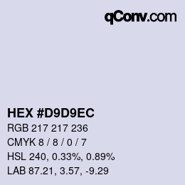 Color code: HEX #D9D9EC | qconv.com