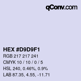 Color code: HEX #D9D9F1 | qconv.com