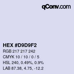 カラーコード: HEX #D9D9F2 | qconv.com