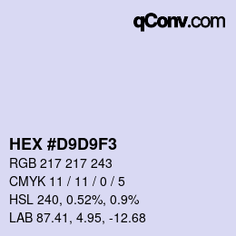 Color code: HEX #D9D9F3 | qconv.com