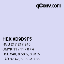 Color code: HEX #D9D9F5 | qconv.com