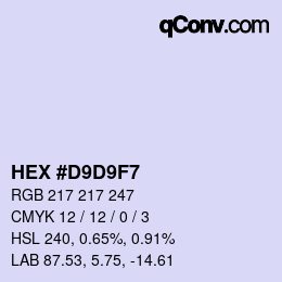 Color code: HEX #D9D9F7 | qconv.com