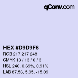 Color code: HEX #D9D9F8 | qconv.com