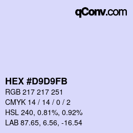 Color code: HEX #D9D9FB | qconv.com