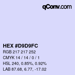 Color code: HEX #D9D9FC | qconv.com