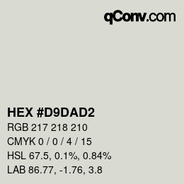 Color code: HEX #D9DAD2 | qconv.com