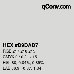 Color code: HEX #D9DAD7 | qconv.com