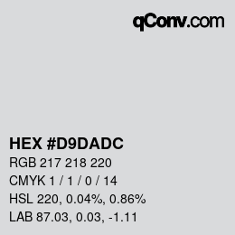 Color code: HEX #D9DADC | qconv.com