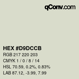 Color code: HEX #D9DCCB | qconv.com