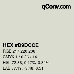 Color code: HEX #D9DCCE | qconv.com