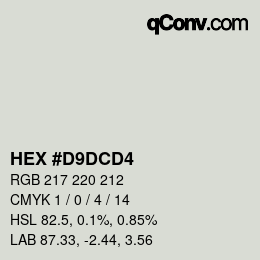 Color code: HEX #D9DCD4 | qconv.com