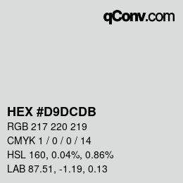 Color code: HEX #D9DCDB | qconv.com