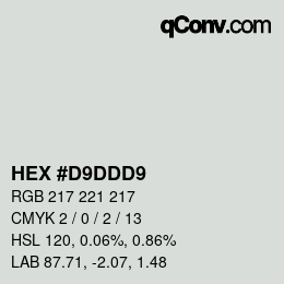 Color code: HEX #D9DDD9 | qconv.com